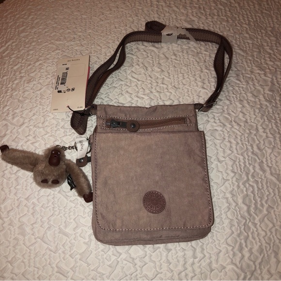 Kipling NWELDORADO Dusty Taupe Nylon Crossbody With Monkey Key Chain NWT - Picture 3 of 16